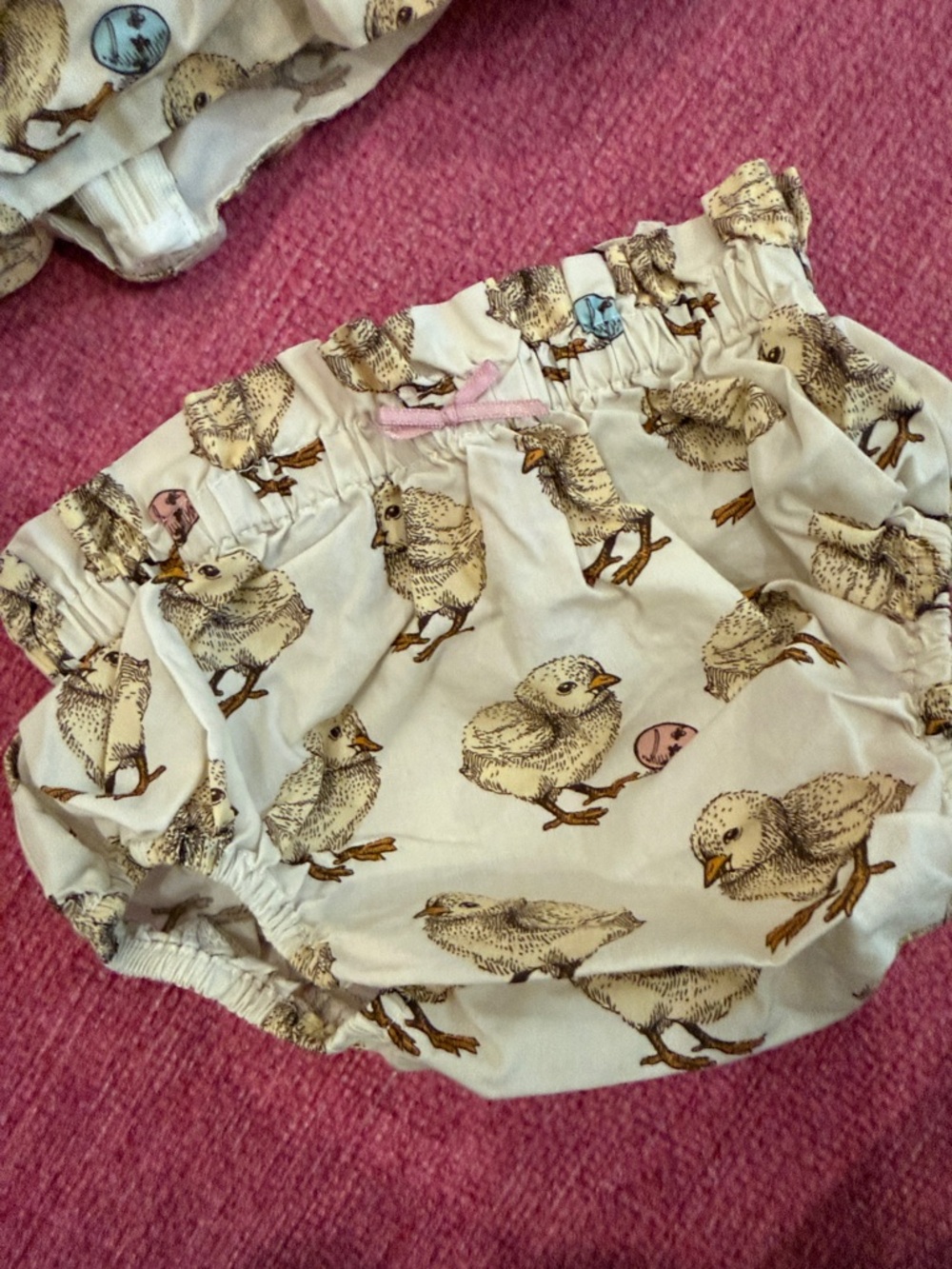 Pink Chicken Baby Chick Print Ruffled Two-Piece Set - Cream - Picture 3 of 4